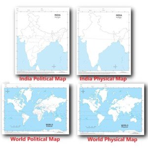 Outline Practice map of India and World (Both Political and Physical map) | A-4 BIG SIZE | Set Of 100 Maps | Printed on High Grade Paper