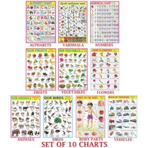 Early Learning Educational Charts set for Kids | 70x100 cm (Extra Large Size to attract Kids) | Combo of 10 Charts | Non-Tearable and Waterproof